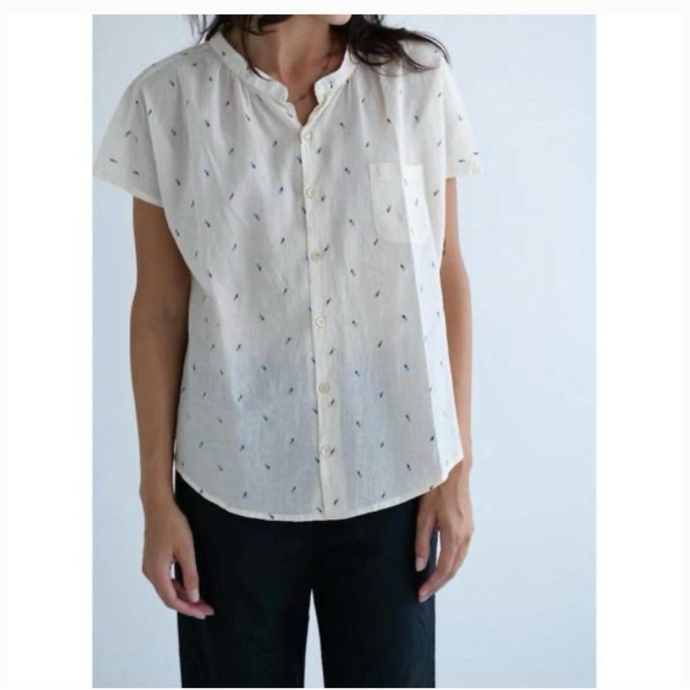 Women's Cream Button-Up Blouse